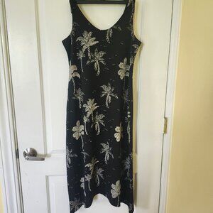 NWOT J Jill Wearever Black Palm Tree Sleeveless Maxi Dress XS Petite Stretch